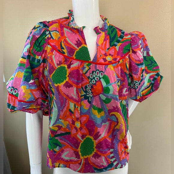 CROSBY by Mollie Burch Tops - CROSBY by Mollie Burch Rosie Heat Waves Tropical Cotton Blouse